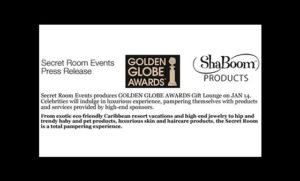 ShaBoom Cosmetics in the Golden Globes Secret Room Press Release