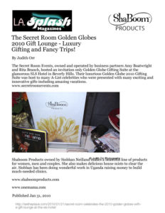 L.A. Splash Magazine Features ShaBoom Products at the Golden Globes Gifting Suite